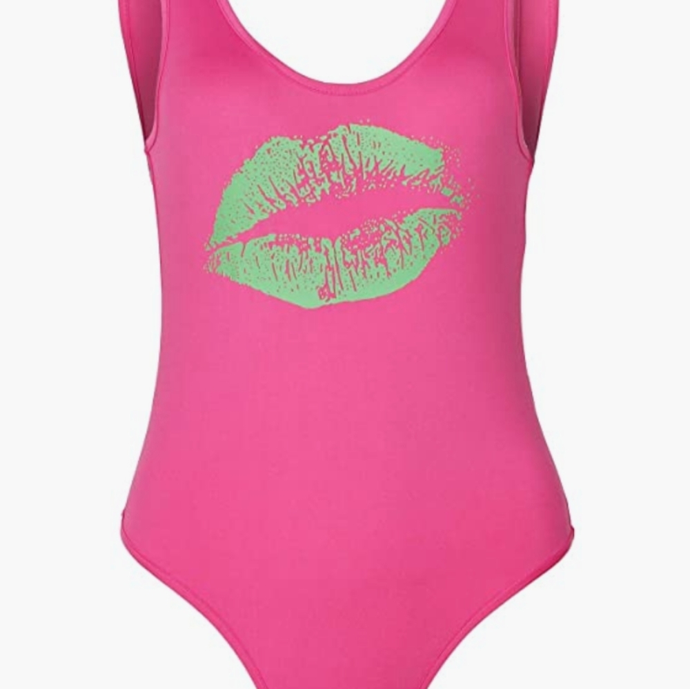 Smile fish, retro scoop neck thong bodysuit, M